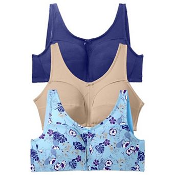 Comfort Choice Women's Plus Size 3-Pack Cotton Wireless Bra
