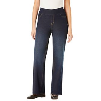 Woman Within Plus Size Pull-On Wide-Leg Denim Jean