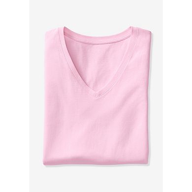 Woman Within Plus Size Perfect Short-Sleeve V-Neck Tee