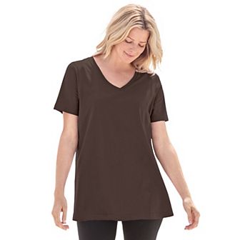 Woman Within Plus Size Perfect Short-Sleeve V-Neck Tee