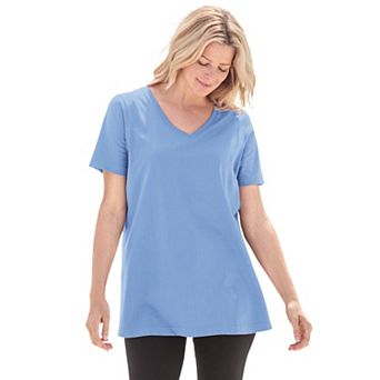 Woman Within Plus Size Perfect Short-Sleeve V-Neck Tee