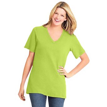 Woman Within Plus Size Perfect Short-Sleeve V-Neck Tee