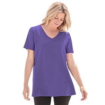 Woman Within Plus Size Perfect Short-Sleeve V-Neck Tee