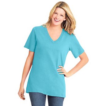 Woman Within Plus Size Perfect Short-Sleeve V-Neck Tee