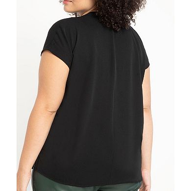 ELOQUII Women's Plus Size Notch Collar Blouse