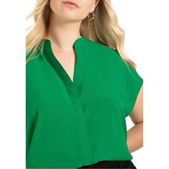 ELOQUII Women's Plus Size Notch Collar Blouse