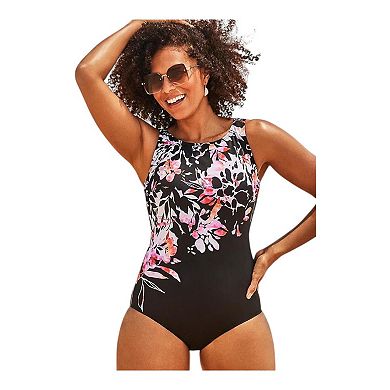 Swimsuits for All Women's Chlorine Resistant High Neck One Piece Swimsuit