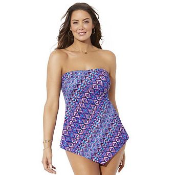 Swimsuits for All Women's Longer Length Scarf Bandeau Tankini Top