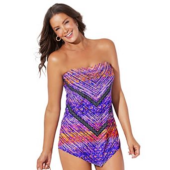 Swimsuits for All Women's Longer Length Scarf Bandeau Tankini Top