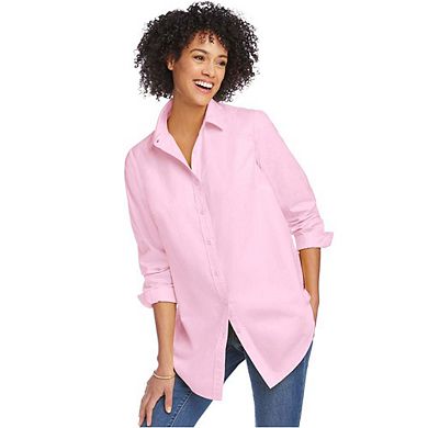 Woman Within Plus Size Petite Perfect Long Sleeve Shirt