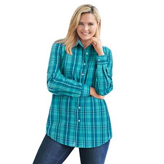Woman Within Plus Size Perfect Long Sleeve Shirt
