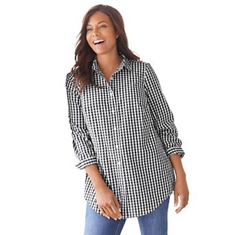 Woman Within Plus Size Perfect Long Sleeve Shirt