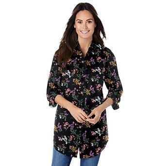 Woman Within Plus Size Perfect Long Sleeve Shirt