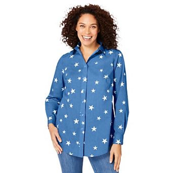 Woman Within Plus Size Perfect Long Sleeve Shirt