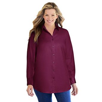 Woman Within Plus Size Perfect Long Sleeve Shirt