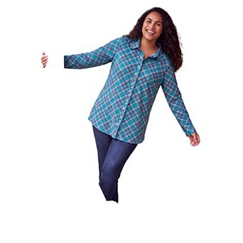 Woman Within Plus Size Perfect Long Sleeve Shirt