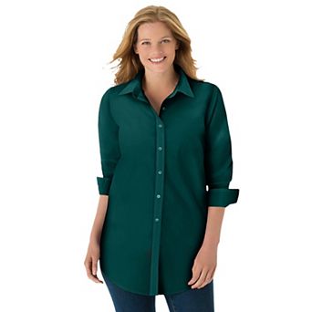 Woman Within Plus Size Perfect Long Sleeve Shirt