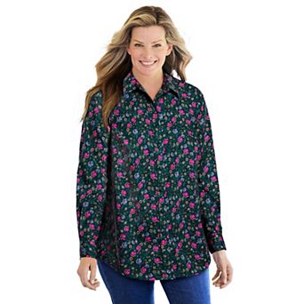 Woman Within Plus Size Perfect Long Sleeve Shirt