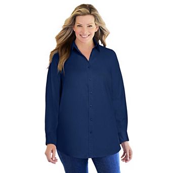 Woman Within Plus Size Petite Perfect Long Sleeve Shirt