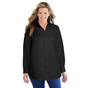 Woman Within Plus Size Perfect Long Sleeve Shirt