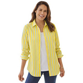 Woman Within Plus Size Perfect Long Sleeve Shirt