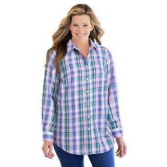 Woman Within Plus Size Petite Perfect Long Sleeve Shirt