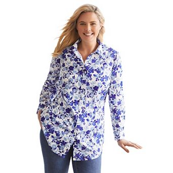 Woman Within Plus Size Perfect Long Sleeve Shirt