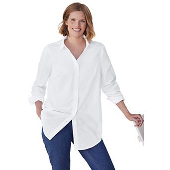 Woman Within Plus Size Perfect Long Sleeve Shirt