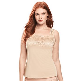 Comfort Choice Plus Size Silky Lace-Trimmed Camisole