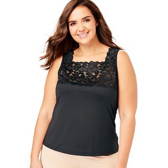 Comfort Choice Plus Size Silky Lace-Trimmed Camisole