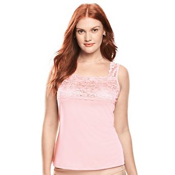 Comfort Choice Plus Size Silky Lace-Trimmed Camisole
