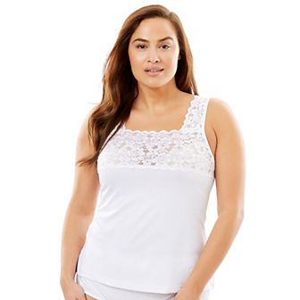 Comfort Choice Plus Size Silky Lace-Trimmed Camisole