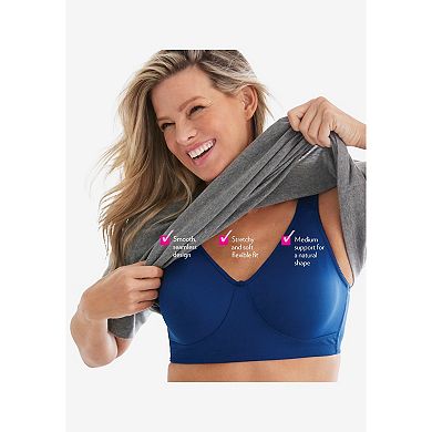 Comfort Choice Women's Plus Size Wireless Microfiber T-Shirt Bra