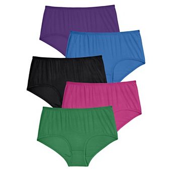 Comfort Choice Plus Size Full Coverage Stretch Cotton Brief 5-Pack