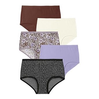 Comfort Choice Plus Size Full Coverage Stretch Cotton Brief 5 Pack