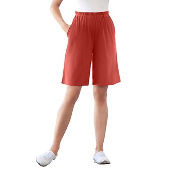 Woman Within Plus Size 7-Day Straight-Leg Elastic-Waist Stretchy Knit Short