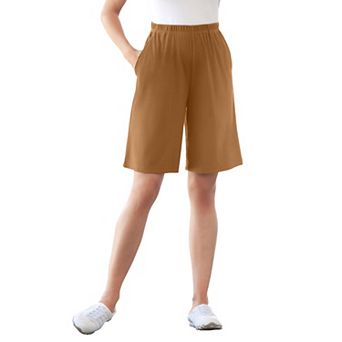 Woman Within Plus Size 7-Day Straight-Leg Elastic-Waist Stretchy Knit Short