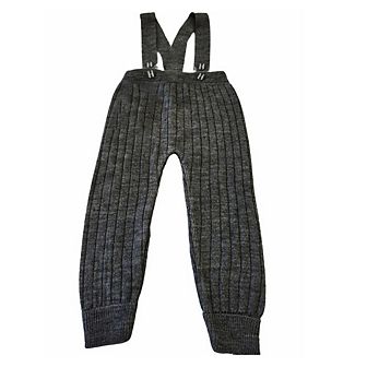 Toddler Knit Pants With Suspenders Rolled Leg Cuff Detailing - Comfortable Pull On Pants