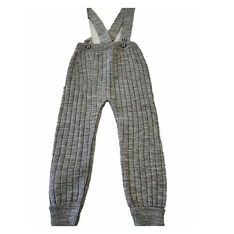 Toddler Knit Pants With Suspenders Rolled Leg Cuff Detailing - Comfortable Pull On Pants