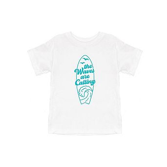 The Waves Are Calling Ocean Surf Toddler Short Sleeve Graphic Tee