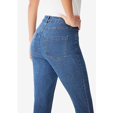Woman Within Plus Size Tall Stretch Denim 5-Pocket Straight-Leg Jeans