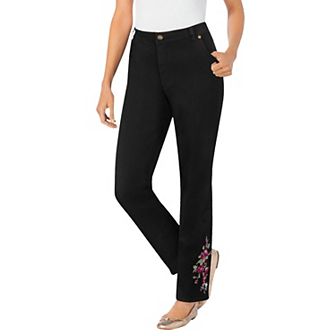Woman Within Plus Size Tall Straight-Leg Stretch Denim Five-Pocket Jeans