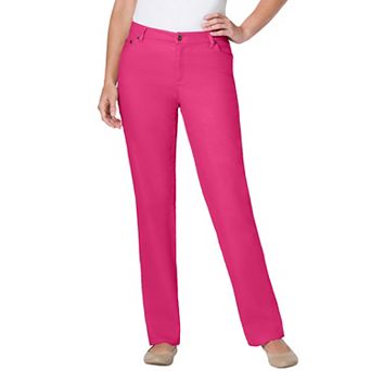 Woman Within Plus Size Tall Straight-Leg Stretch Denim Five-Pocket Jeans