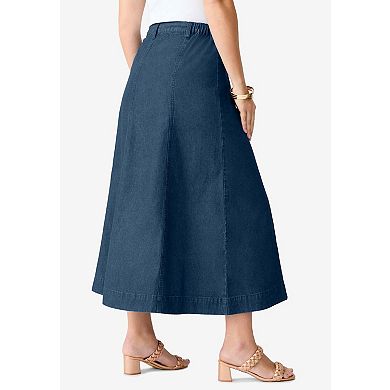 Roaman's Women's Plus Size Petite Plus Size 24/7 Stretch A Line Maxi Skirt