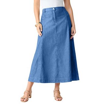 Roaman's Women's Plus Size Petite Plus Size Classic Stretch A Line Maxi Skirt