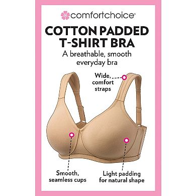 Comfort Choice Women's Plus Size Cotton Wireless Lightly Padded T-shirt Bra