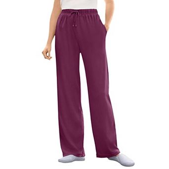 Woman Within Plus Size Tall Sport Knit Straight Leg Elastic Pant