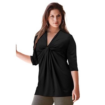 ellos Plus Size Twisted Knot-Front Tunic