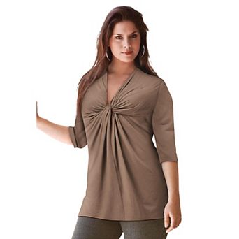 ellos Plus Size Twisted Knot-Front Tunic