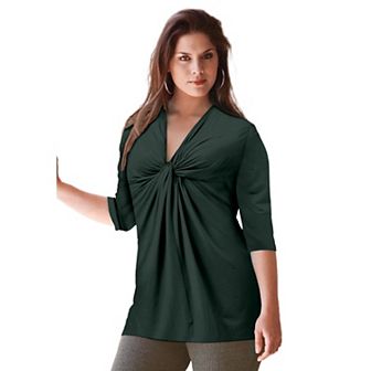 ellos Plus Size Twisted Knot-Front Tunic